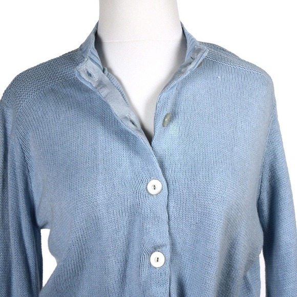 Vintage 50s Baby Blue Long Sleeve Button Up Cardigan Sweater Size XL - Hey Viv - Picture 5 of 7